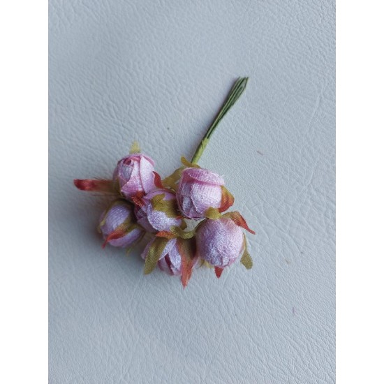 Цветы из ткани "бархат 2 см в пучках (6 шт) цв. розовый, цена за пучок